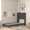 image:imageFlash Furniture Hollis Upholstered Platform Bed  Gray Faux Linen Wingback Headboard  Twin  Mattress Foundation with Slatted Supports  No Box Spring NeededCharcoal