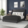 image:imageFlash Furniture Hollis Upholstered Platform Bed  Gray Faux Linen Wingback Headboard  Twin  Mattress Foundation with Slatted Supports  No Box Spring NeededCharcoal