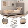 image:imageFlash Furniture Hollis Upholstered Platform Bed  Gray Faux Linen Wingback Headboard  Twin  Mattress Foundation with Slatted Supports  No Box Spring NeededGrey