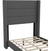 image:imageFlash Furniture Hollis Upholstered Platform Bed  Gray Faux Linen Wingback Headboard  Twin  Mattress Foundation with Slatted Supports  No Box Spring NeededCharcoal
