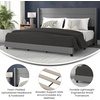 image:imageFlash Furniture Hollis Upholstered Platform Bed  Gray Faux Linen Wingback Headboard  Twin  Mattress Foundation with Slatted Supports  No Box Spring NeededGrey