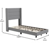 image:imageFlash Furniture Hollis Upholstered Platform Bed  Gray Faux Linen Wingback Headboard  Twin  Mattress Foundation with Slatted Supports  No Box Spring NeededGrey