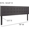 image:imageFlash Furniture Lennox Adjustable Height Button Tufted and Box Stitch Upholstered King Size Headboard in Black VinylGray
