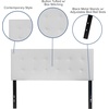 image:imageFlash Furniture Lennox Adjustable Height Button Tufted and Box Stitch Upholstered King Size Headboard in Black VinylWhite