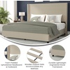 image:imageFlash Furniture Quinn Upholstered Platform Bed  Beige Channel Stitched Wingback Headboard  Twin  Mattress Foundation with Slatted Supports  No Box Spring NeededBeige