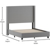 image:imageFlash Furniture Quinn Upholstered Platform Bed  Beige Channel Stitched Wingback Headboard  Twin  Mattress Foundation with Slatted Supports  No Box Spring NeededGrey