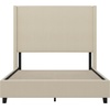 image:imageFlash Furniture Quinn Upholstered Platform Bed  Beige Channel Stitched Wingback Headboard  Twin  Mattress Foundation with Slatted Supports  No Box Spring NeededBeige