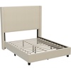 image:imageFlash Furniture Quinn Upholstered Platform Bed  Beige Channel Stitched Wingback Headboard  Twin  Mattress Foundation with Slatted Supports  No Box Spring NeededBeige