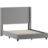 image:imageFlash Furniture Quinn Upholstered Platform Bed  Beige Channel Stitched Wingback Headboard  Twin  Mattress Foundation with Slatted Supports  No Box Spring NeededGrey