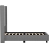 image:imageFlash Furniture Quinn Upholstered Platform Bed  Beige Channel Stitched Wingback Headboard  Twin  Mattress Foundation with Slatted Supports  No Box Spring NeededGrey