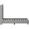image:imageFlash Furniture Quinn Upholstered Platform Bed  Beige Channel Stitched Wingback Headboard  Twin  Mattress Foundation with Slatted Supports  No Box Spring NeededGrey