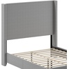image:imageFlash Furniture Quinn Upholstered Platform Bed  Beige Channel Stitched Wingback Headboard  Twin  Mattress Foundation with Slatted Supports  No Box Spring NeededGrey