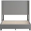 image:imageFlash Furniture Quinn Upholstered Platform Bed  Beige Channel Stitched Wingback Headboard  Twin  Mattress Foundation with Slatted Supports  No Box Spring NeededGrey
