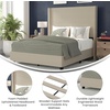 image:imageFlash Furniture Quinn Upholstered Platform Bed  Beige Channel Stitched Wingback Headboard  Twin  Mattress Foundation with Slatted Supports  No Box Spring NeededBeige