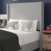 image:imageFlash Furniture Quinn Upholstered Platform Bed  Beige Channel Stitched Wingback Headboard  Twin  Mattress Foundation with Slatted Supports  No Box Spring NeededGrey
