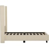 image:imageFlash Furniture Quinn Upholstered Platform Bed  Beige Channel Stitched Wingback Headboard  Twin  Mattress Foundation with Slatted Supports  No Box Spring NeededBeige