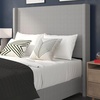 image:imageFlash Furniture Quinn Upholstered Platform Bed  Beige Channel Stitched Wingback Headboard  Twin  Mattress Foundation with Slatted Supports  No Box Spring NeededGrey