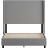 image:imageFlash Furniture Quinn Upholstered Platform Bed  Beige Channel Stitched Wingback Headboard  Twin  Mattress Foundation with Slatted Supports  No Box Spring NeededGrey