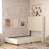 image:imageFlash Furniture Quinn Upholstered Platform Bed  Beige Channel Stitched Wingback Headboard  Twin  Mattress Foundation with Slatted Supports  No Box Spring NeededBeige