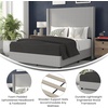 image:imageFlash Furniture Quinn Upholstered Platform Bed  Beige Channel Stitched Wingback Headboard  Twin  Mattress Foundation with Slatted Supports  No Box Spring NeededGrey
