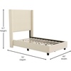image:imageFlash Furniture Quinn Upholstered Platform Bed  Beige Channel Stitched Wingback Headboard  Twin  Mattress Foundation with Slatted Supports  No Box Spring NeededBeige