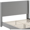 image:imageFlash Furniture Quinn Upholstered Platform Bed  Beige Channel Stitched Wingback Headboard  Twin  Mattress Foundation with Slatted Supports  No Box Spring NeededGrey