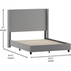 image:imageFlash Furniture Quinn Upholstered Platform Bed  Beige Channel Stitched Wingback Headboard  Twin  Mattress Foundation with Slatted Supports  No Box Spring NeededGrey