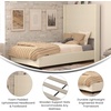 image:imageFlash Furniture Quinn Upholstered Platform Bed  Beige Channel Stitched Wingback Headboard  Twin  Mattress Foundation with Slatted Supports  No Box Spring NeededBeige