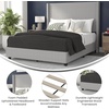 image:imageFlash Furniture Quinn Upholstered Platform Bed  Beige Channel Stitched Wingback Headboard  Twin  Mattress Foundation with Slatted Supports  No Box Spring NeededGrey