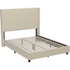 image:imageFlash Furniture Quinn Upholstered Platform Bed  Beige Channel Stitched Wingback Headboard  Twin  Mattress Foundation with Slatted Supports  No Box Spring NeededBeige