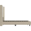 image:imageFlash Furniture Quinn Upholstered Platform Bed  Beige Channel Stitched Wingback Headboard  Twin  Mattress Foundation with Slatted Supports  No Box Spring NeededBeige