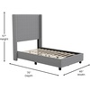 image:imageFlash Furniture Quinn Upholstered Platform Bed  Beige Channel Stitched Wingback Headboard  Twin  Mattress Foundation with Slatted Supports  No Box Spring NeededGrey