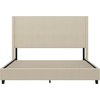 image:imageFlash Furniture Quinn Upholstered Platform Bed  Beige Channel Stitched Wingback Headboard  Twin  Mattress Foundation with Slatted Supports  No Box Spring NeededBeige