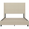 image:imageFlash Furniture Quinn Upholstered Platform Bed  Beige Channel Stitched Wingback Headboard  Twin  Mattress Foundation with Slatted Supports  No Box Spring NeededBeige