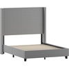 image:imageFlash Furniture Quinn Upholstered Platform Bed  Beige Channel Stitched Wingback Headboard  Twin  Mattress Foundation with Slatted Supports  No Box Spring NeededGrey