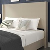 image:imageFlash Furniture Quinn Upholstered Platform Bed  Beige Channel Stitched Wingback Headboard  Twin  Mattress Foundation with Slatted Supports  No Box Spring NeededBeige