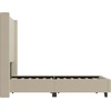 image:imageFlash Furniture Quinn Upholstered Platform Bed  Beige Channel Stitched Wingback Headboard  Twin  Mattress Foundation with Slatted Supports  No Box Spring NeededBeige
