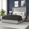 image:imageFlash Furniture Quinn Upholstered Platform Bed  Beige Channel Stitched Wingback Headboard  Twin  Mattress Foundation with Slatted Supports  No Box Spring NeededGrey