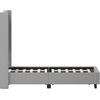 image:imageFlash Furniture Quinn Upholstered Platform Bed  Beige Channel Stitched Wingback Headboard  Twin  Mattress Foundation with Slatted Supports  No Box Spring NeededGrey