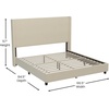 image:imageFlash Furniture Quinn Upholstered Platform Bed  Beige Channel Stitched Wingback Headboard  Twin  Mattress Foundation with Slatted Supports  No Box Spring NeededBeige
