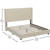 image:imageFlash Furniture Quinn Upholstered Platform Bed  Beige Channel Stitched Wingback Headboard  Twin  Mattress Foundation with Slatted Supports  No Box Spring NeededBeige