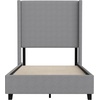 image:imageFlash Furniture Quinn Upholstered Platform Bed  Beige Channel Stitched Wingback Headboard  Twin  Mattress Foundation with Slatted Supports  No Box Spring NeededGrey