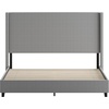 image:imageFlash Furniture Quinn Upholstered Platform Bed  Beige Channel Stitched Wingback Headboard  Twin  Mattress Foundation with Slatted Supports  No Box Spring NeededGrey