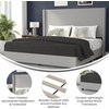 image:imageFlash Furniture Quinn Upholstered Platform Bed  Beige Channel Stitched Wingback Headboard  Twin  Mattress Foundation with Slatted Supports  No Box Spring NeededGrey