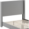image:imageFlash Furniture Quinn Upholstered Platform Bed  Beige Channel Stitched Wingback Headboard  Twin  Mattress Foundation with Slatted Supports  No Box Spring NeededGrey