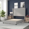 image:imageFlash Furniture Quinn Upholstered Platform Bed  Beige Channel Stitched Wingback Headboard  Twin  Mattress Foundation with Slatted Supports  No Box Spring NeededGrey