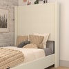image:imageFlash Furniture Quinn Upholstered Platform Bed  Beige Channel Stitched Wingback Headboard  Twin  Mattress Foundation with Slatted Supports  No Box Spring NeededBeige
