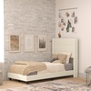 image:imageFlash Furniture Hollis Upholstered Platform Bed  Gray Faux Linen Wingback Headboard  Twin  Mattress Foundation with Slatted Supports  No Box Spring NeededBeige