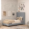 image:imageFlash Furniture Hollis Upholstered Platform Bed  Gray Faux Linen Wingback Headboard  Twin  Mattress Foundation with Slatted Supports  No Box Spring NeededGrey