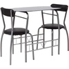 image:imageFlash Furniture Sutton 3 Piece SpaceSaver Bistro Set with Black Glass Top Table and Black Vinyl Padded ChairsBlack